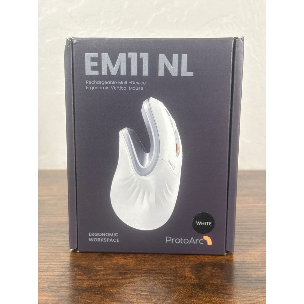 ProtoArc EM11 NL White Ergonomic Vertical Mouse Wireless Bluetooth Rechargeable